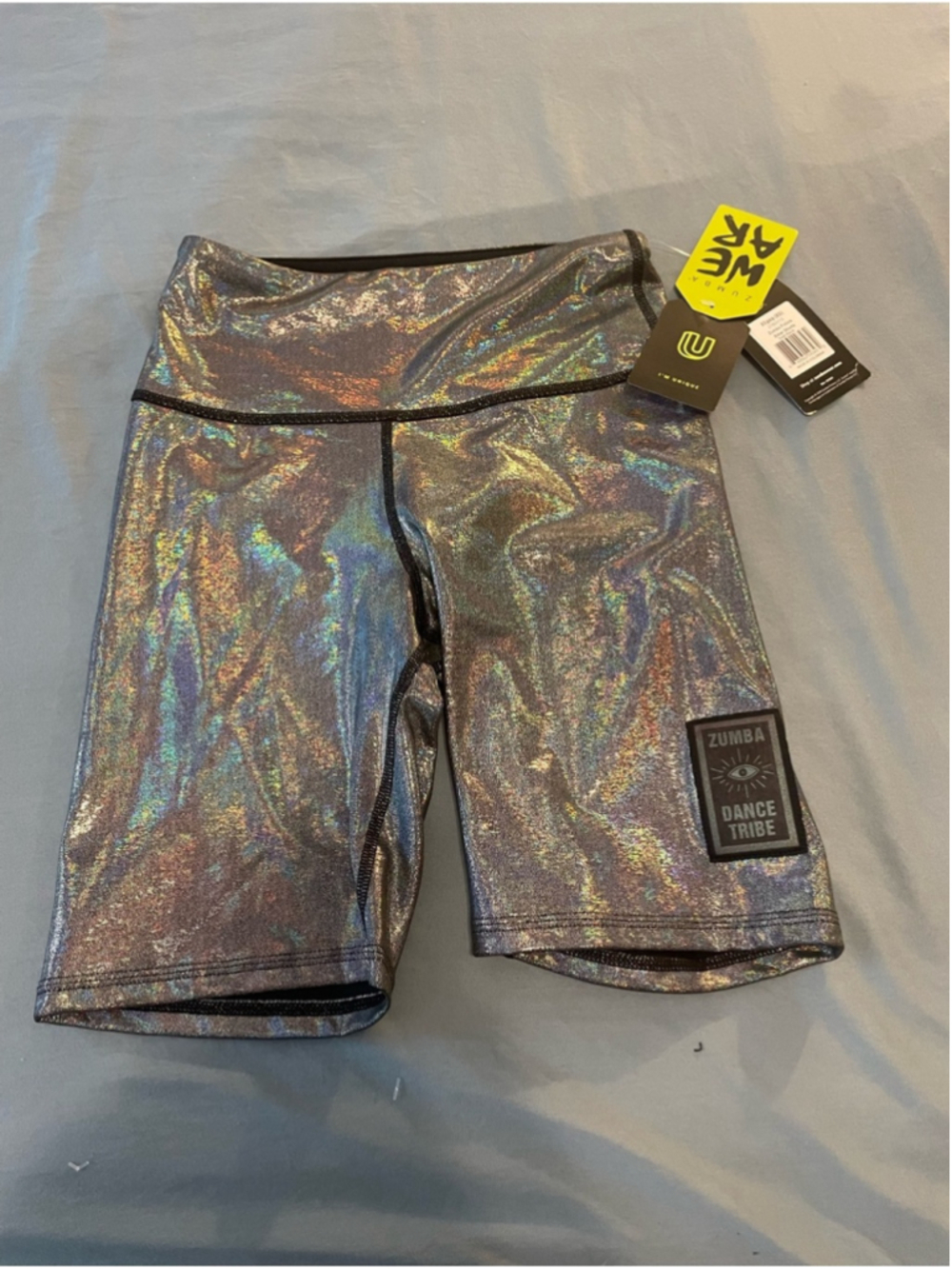 Zumba XSpicy Holographic Women’s High-Waist Shorts - Iridescent Silver